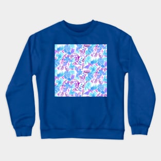 Oil Painted Blue Flowers Crewneck Sweatshirt